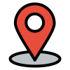 A red and grey location pin icon