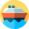 An icon of a ketchikan cruise ship in the water.